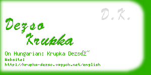 dezso krupka business card